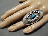 Incredible Vintage Native American Navajo Shadow Sterling Silver Turquoise Ring Old-Nativo Arts