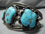 Incredible Vintage Native American Navajo Sky Blue Turquoise Sterling Silver Bracelet Cuff-Nativo Arts