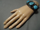 Incredible Vintage Native American Navajo Sky Blue Turquoise Sterling Silver Bracelet Cuff-Nativo Arts