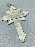 Incredible Vintage Native American Navajo Sterling Silver Cross Pendant-Nativo Arts