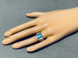 Incredible Vintage Native American Navajo Turquoise Sterling Silver Inlay Ring Old-Nativo Arts
