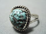 Incredible Vintage Native American Navajo Turquoise Sterling Silver Ring Old-Nativo Arts