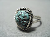 Incredible Vintage Native American Navajo Turquoise Sterling Silver Ring Old-Nativo Arts