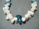 Incredible Vintage Native American Navajo White Coral Sterling Silver Necklace Old-Nativo Arts