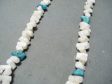 Incredible Vintage Native American Navajo White Coral Sterling Silver Necklace Old-Nativo Arts