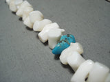 Incredible Vintage Native American Navajo White Coral Sterling Silver Necklace Old-Nativo Arts
