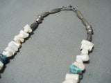 Incredible Vintage Native American Navajo White Coral Sterling Silver Necklace Old-Nativo Arts
