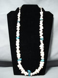 Incredible Vintage Native American Navajo White Coral Sterling Silver Necklace Old-Nativo Arts