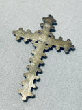 Incredible Vintage Native American Zuni Blue Gem Turquoise Sterling Silver Cross Pendant-Nativo Arts