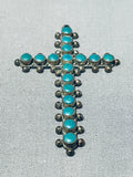 Incredible Vintage Native American Zuni Blue Gem Turquoise Sterling Silver Cross Pendant-Nativo Arts