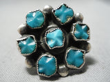 Incredible Vintage Native American Zuni Carved Turquoise Sterling Silver Ring-Nativo Arts