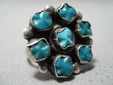 Incredible Vintage Native American Zuni Carved Turquoise Sterling Silver Ring-Nativo Arts