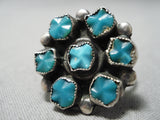 Incredible Vintage Native American Zuni Carved Turquoise Sterling Silver Ring-Nativo Arts