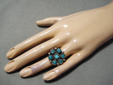 Incredible Vintage Native American Zuni Carved Turquoise Sterling Silver Ring-Nativo Arts