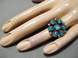 Incredible Vintage Native American Zuni Carved Turquoise Sterling Silver Ring-Nativo Arts