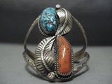 Incredible Vintage Navajo Coral Sterling Native American Jewelry Silver Bracelet-Nativo Arts