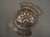 Incredible Vintage Navajo Native American Jewelry Silver Sheild Sterling Repoussed Floral Pendant-Nativo Arts