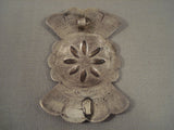 Incredible Vintage Navajo Native American Jewelry Silver Sheild Sterling Repoussed Floral Pendant-Nativo Arts