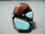 Incredible Vintage Navajo Turquoise Sterling Silver Ring Native American Old-Nativo Arts