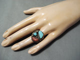 Incredible Vintage Navajo Turquoise Sterling Silver Ring Native American Old-Nativo Arts