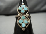 Incredible Vintage Zuni Native American Blue Gem Turquoise Sterling Silver Ring-Nativo Arts