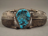 Incredibly Detailed 'Big Leaf' Vintage Navajo Turquoise Native American Jewelry Silver Bracelet-Nativo Arts