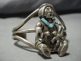 Incredibly Detailed!! Vintage Native American Jewelry Navajo Turquoise Sterling Silver Kachina Bracelet-Nativo Arts
