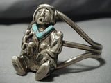 Incredibly Detailed!! Vintage Native American Jewelry Navajo Turquoise Sterling Silver Kachina Bracelet-Nativo Arts