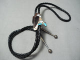 Incredibly Detailed Vintage Native American Navajo Turquoise Eagle Sterling Silver Bolo Tie-Nativo Arts