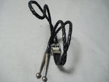 Incredibly Detailed Vintage Native American Navajo Turquoise Eagle Sterling Silver Bolo Tie-Nativo Arts