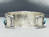 Intense Work Vintage Native American Zuni Morenci Turquoise Sterling Silver Bracelet-Nativo Arts