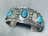 Intense Work Vintage Native American Zuni Morenci Turquoise Sterling Silver Bracelet-Nativo Arts