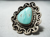 Interlocking Chain Vintage Native American Navajo Royston Turquoise Sterling Silver Ring Old-Nativo Arts