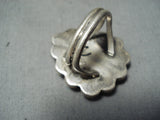Interlocking Chain Vintage Native American Navajo Royston Turquoise Sterling Silver Ring Old-Nativo Arts