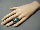 Interlocking Chain Vintage Native American Navajo Royston Turquoise Sterling Silver Ring Old-Nativo Arts