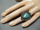Interlocking Chain Vintage Native American Navajo Royston Turquoise Sterling Silver Ring Old-Nativo Arts