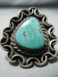 Interlocking Chain Vintage Native American Navajo Royston Turquoise Sterling Silver Ring Old-Nativo Arts