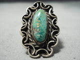 Interlocking Handmade Vintage Native American Navajo Cerrillos Turquoise Sterling Silver Ring-Nativo Arts