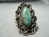 Interlocking Handmade Vintage Native American Navajo Cerrillos Turquoise Sterling Silver Ring-Nativo Arts