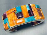 Internal Inlay!!! Very Rare Native American Navajo Turquoise Shell Sterling Silver Bracelet-Nativo Arts