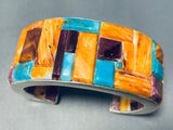 Internal Inlay!!! Very Rare Native American Navajo Turquoise Shell Sterling Silver Bracelet-Nativo Arts