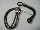 Intricate Eagle Vintage Native American Zuni Turquoise Sterling Silver Bolo Tie Old-Nativo Arts