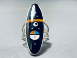 Intricate Native American Navajo Turquoise Coral Sterling Silver Towering Ring-Nativo Arts