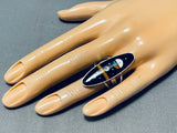 Intricate Native American Navajo Turquoise Coral Sterling Silver Towering Ring-Nativo Arts