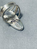 Intricate Native American Navajo Turquoise Coral Sterling Silver Towering Ring-Nativo Arts