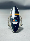 Intricate Native American Navajo Turquoise Coral Sterling Silver Towering Ring-Nativo Arts