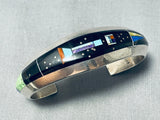Intricate Space Kachina Turquoise Native American Navajo Sterling Silver Bracelet-Nativo Arts