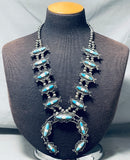 Intricate Vintage Native American Navajo Turquoise Inlay Sterling Silver Squash Blossom Necklace-Nativo Arts