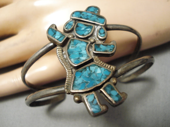 Intricate!! Vintage Native American Navajo Turquoise Sterling Silver Bracelet Old-Nativo Arts