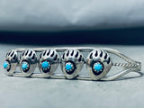 Intricate Vintage Native American Navajo Turquoise Sterling Silver Paw Bracelet-Nativo Arts